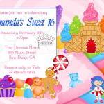 Birthday Invitation - Sweet 16 Candy Candyland -..