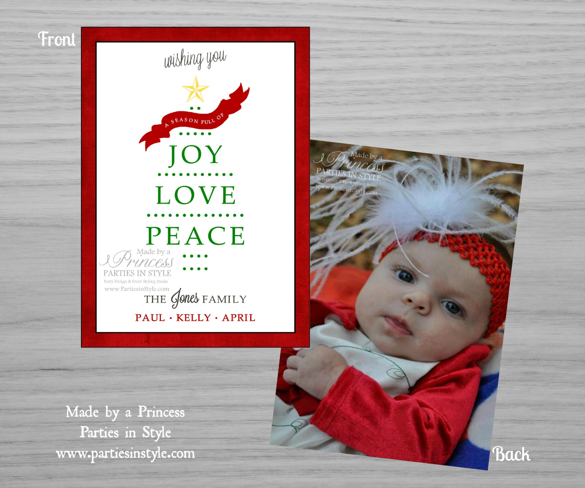 Wishing You Joy Love Peace Photo Christmas Card Design ** Return Address Labels File With Purchase