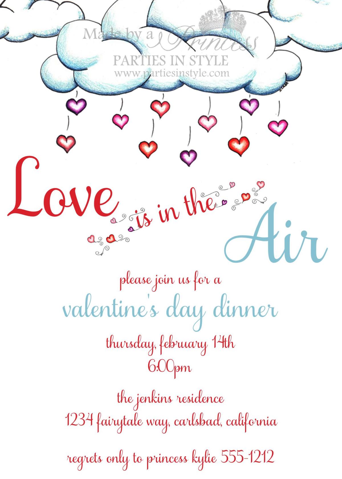 Love Is In The Air Valentine's Day Printable Invitation