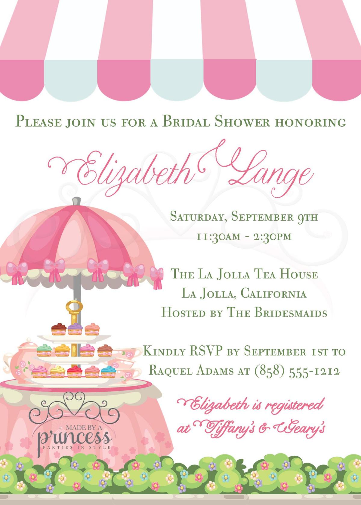 Bridal Shower Invitation - Tea Party Cafe - Printable DIY ...